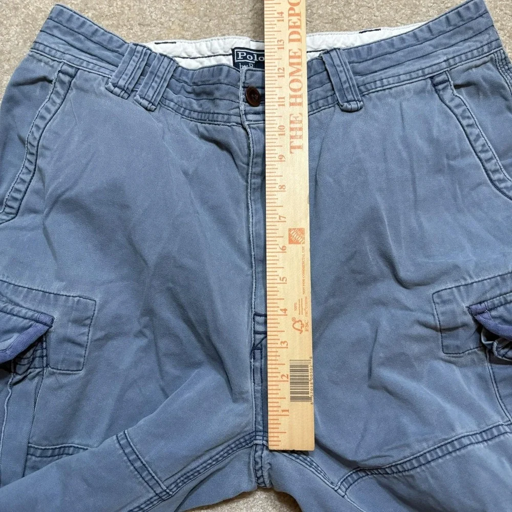 Vtg Polo Ralph Lauren Shorts Mens 32x10 Blue‎ Cargo Chino Casual Utility Baggy